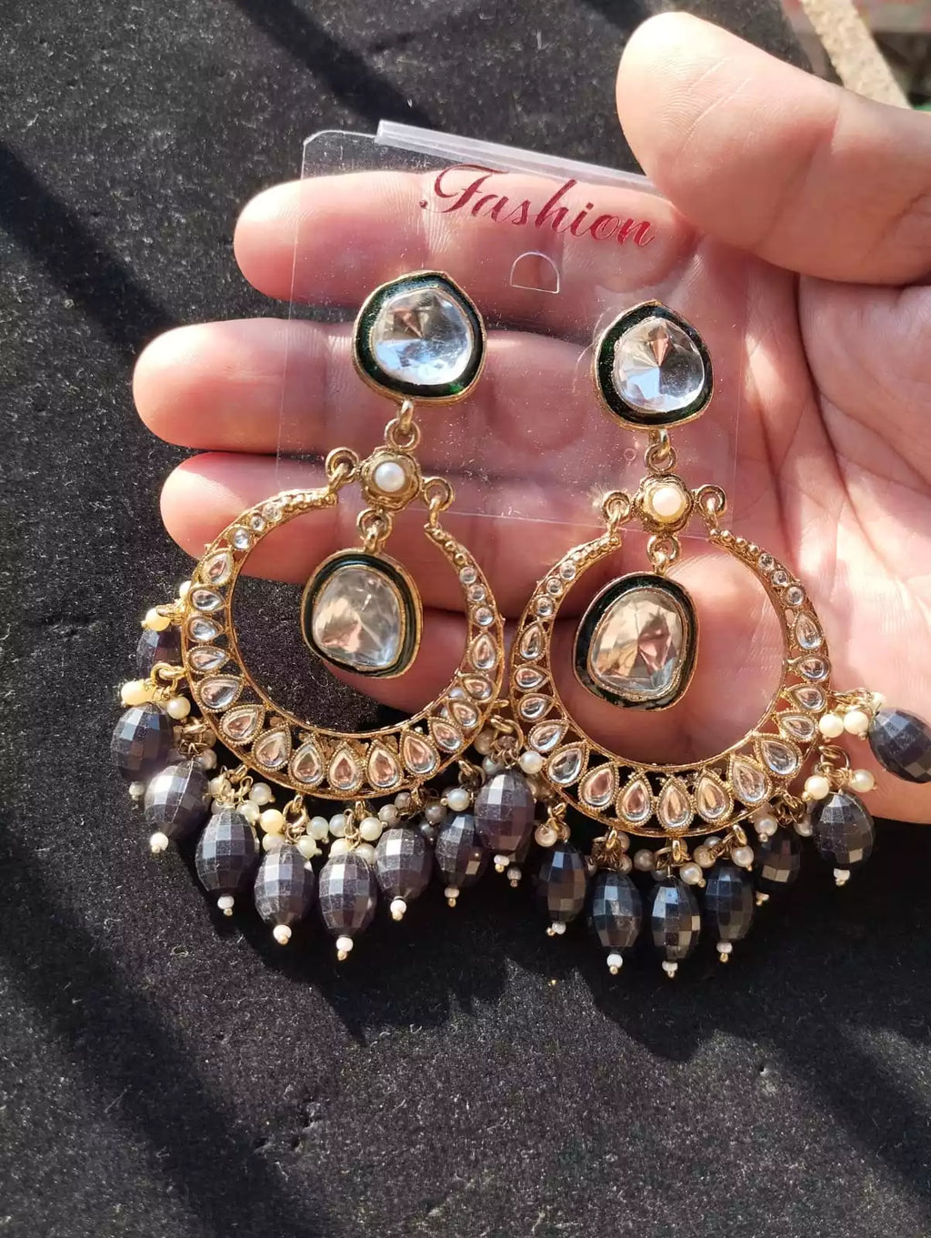 Long kundan earrings
