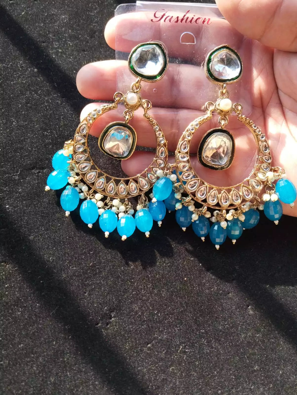 Long kundan earrings