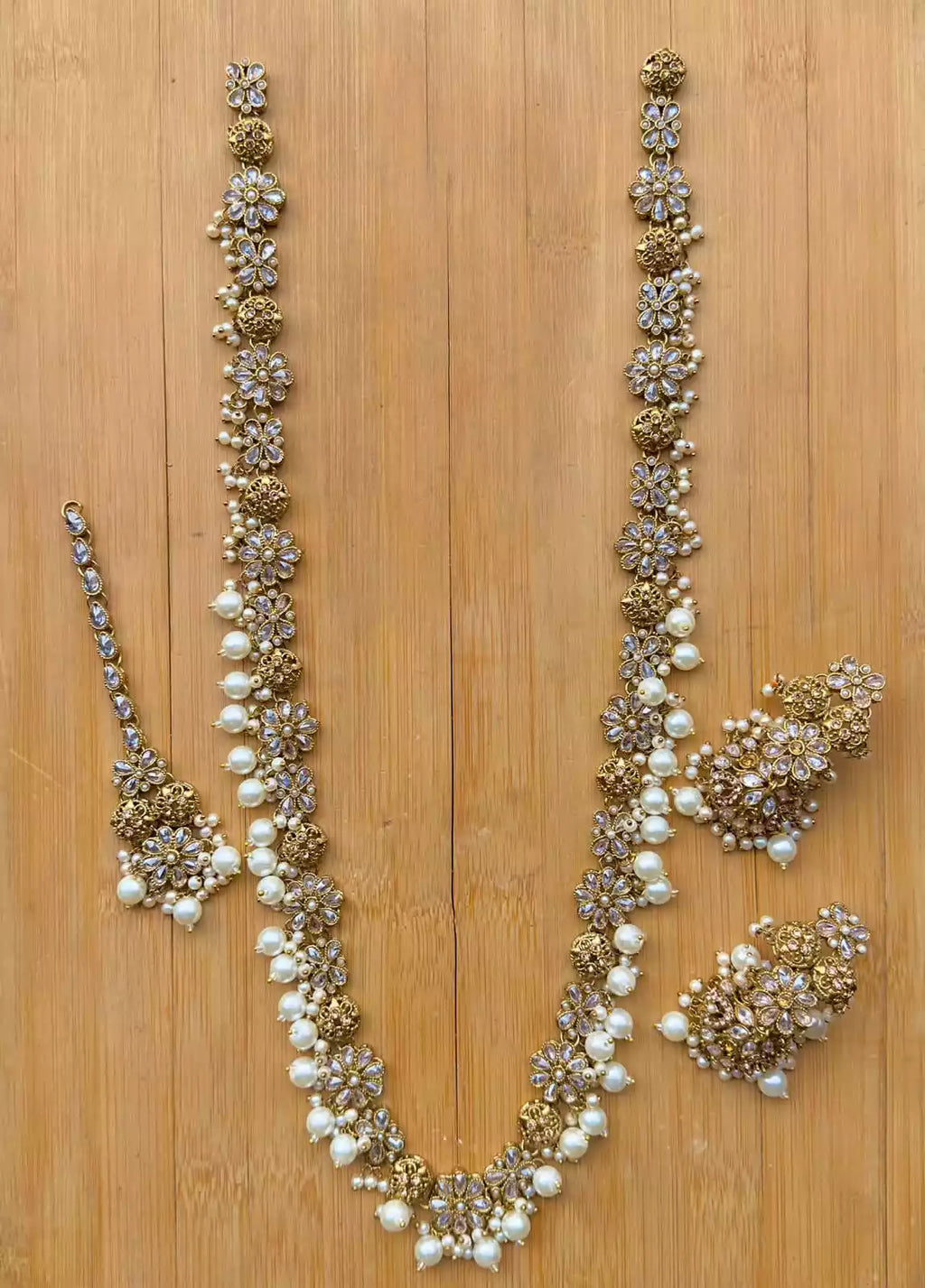 Zircon pearl long maala set