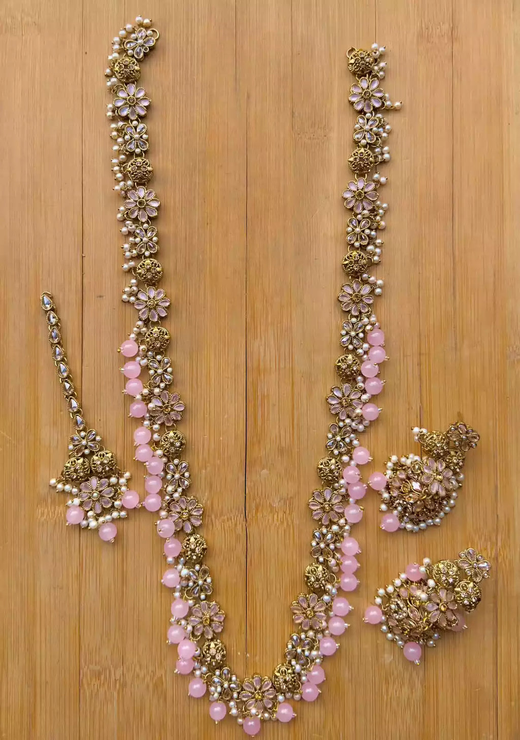 Zircon pearl long maala set