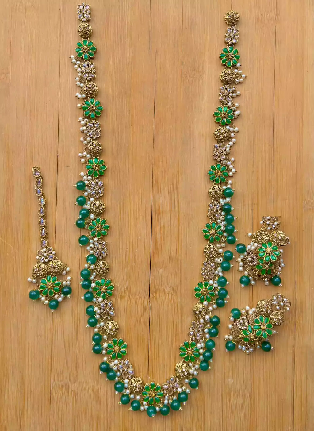 Zircon pearl long maala set