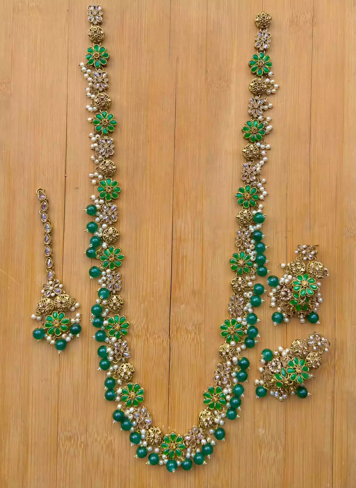 Zircon pearl long maala set