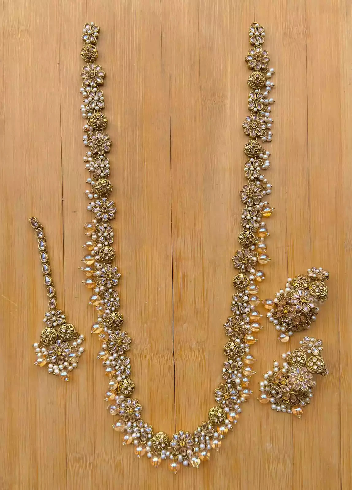 Zircon pearl long maala set