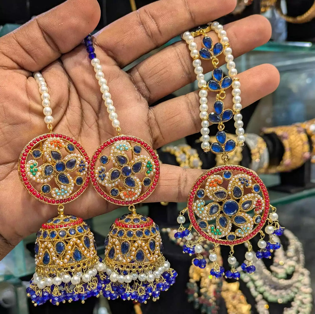 Noratan jhumki with teeka