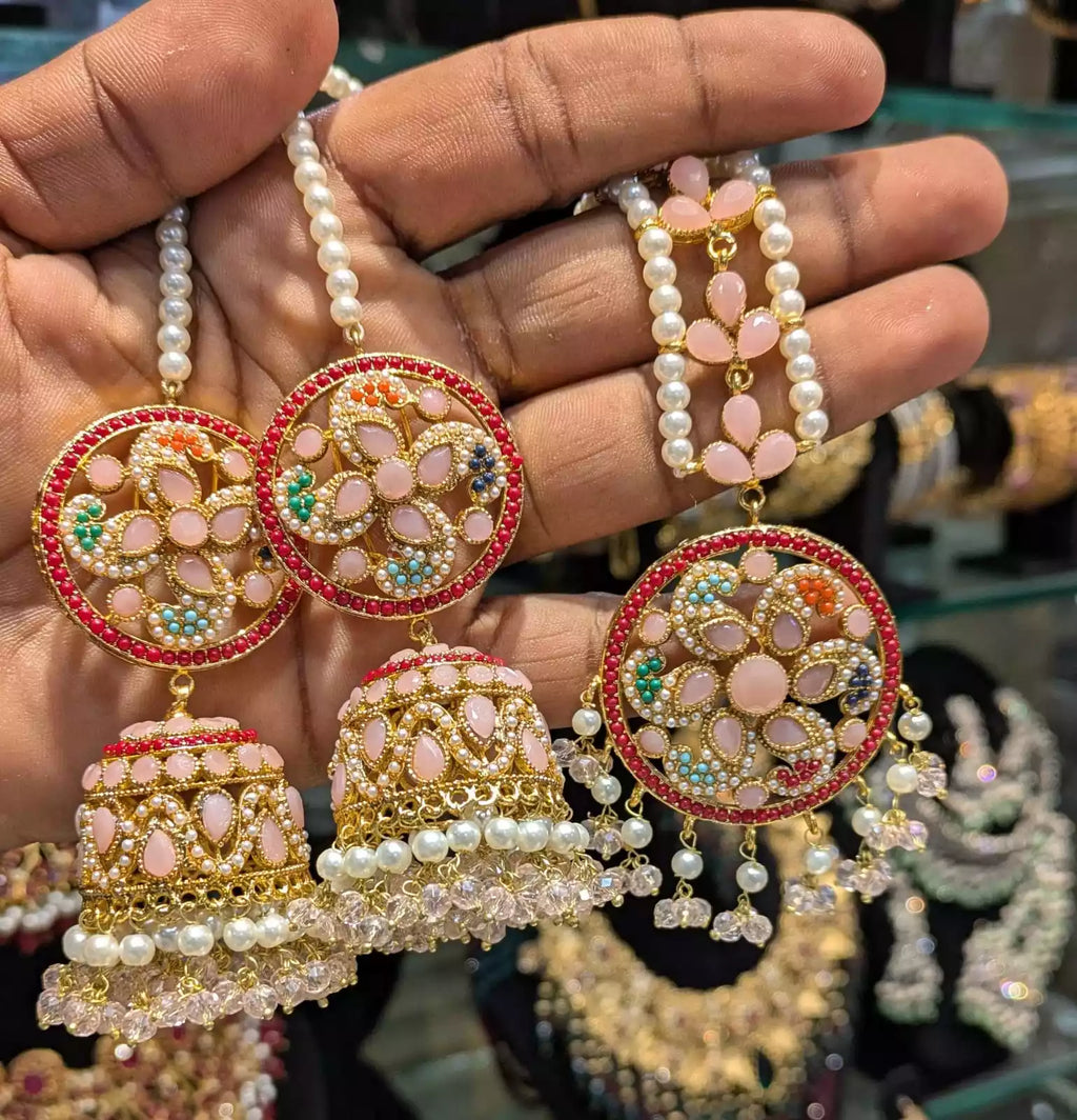Noratan jhumki with teeka