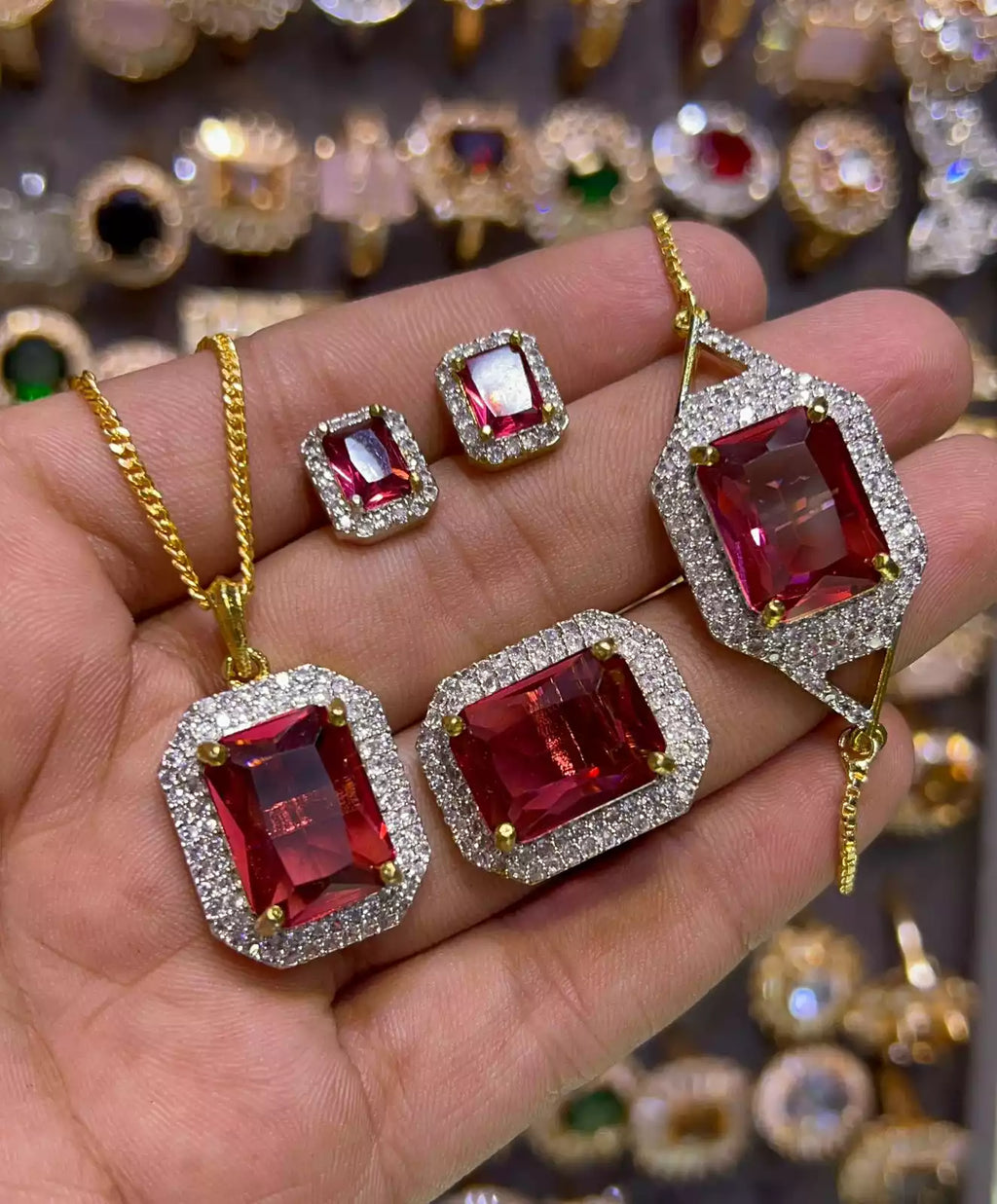 Zircon combo set with bracelet