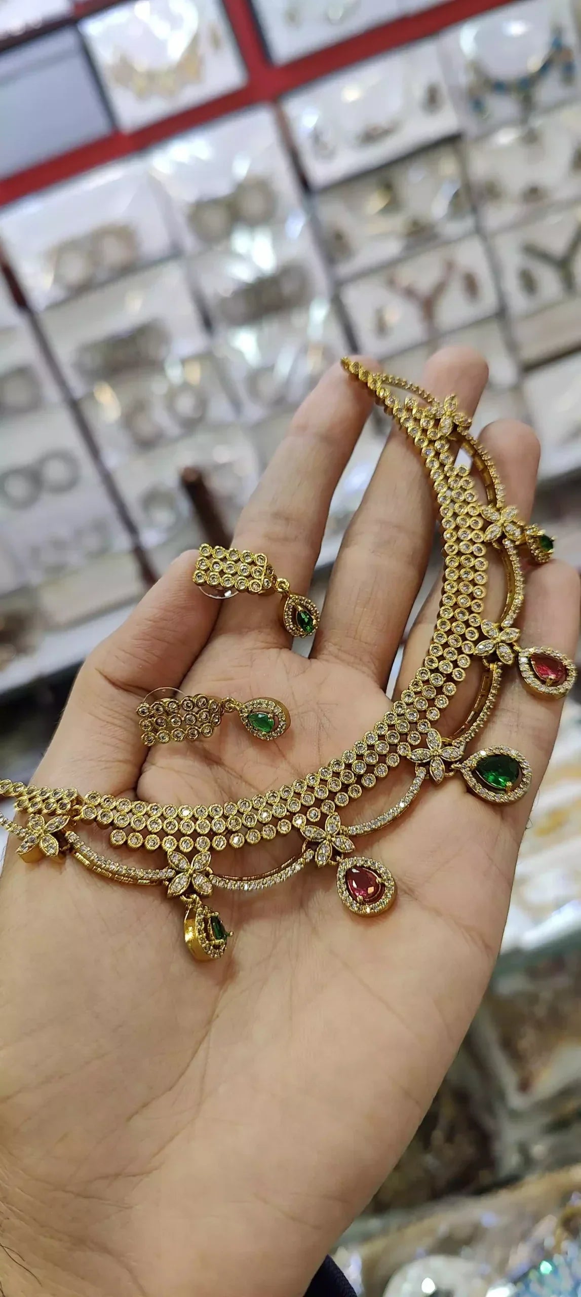 Gold plated south indian necklace set Main image