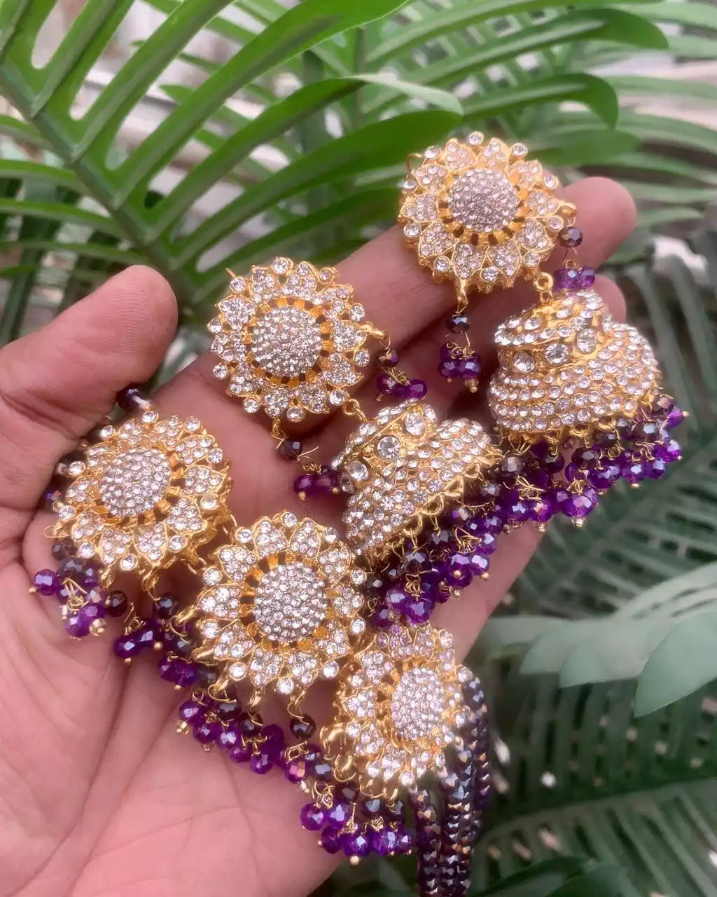 Zircon choker set with jhumki