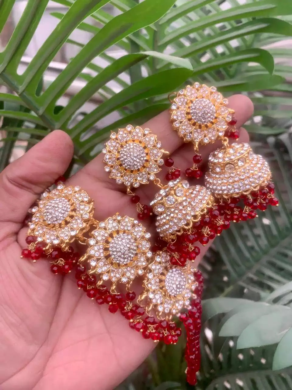 Zircon choker set with jhumki