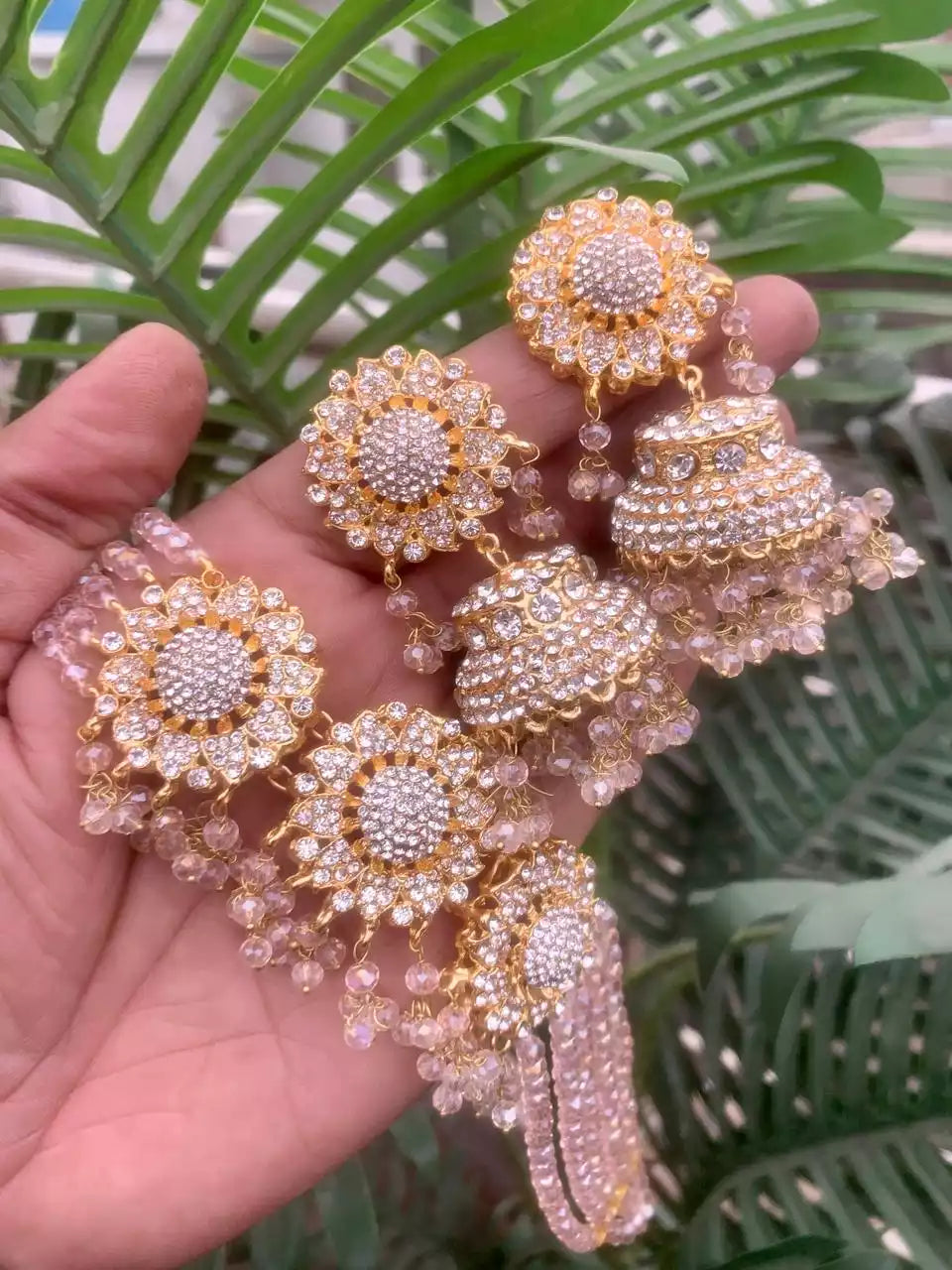 Zircon choker set with jhumki