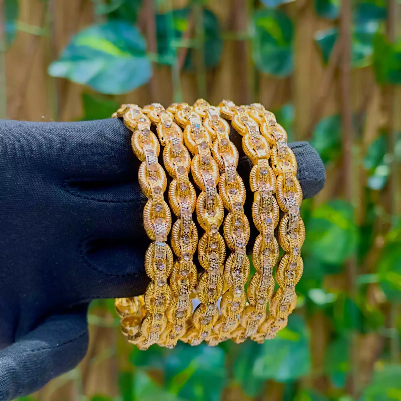 Gold plated designer bangles set