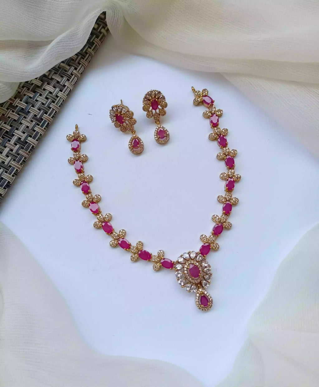 Indian zircon necklace set