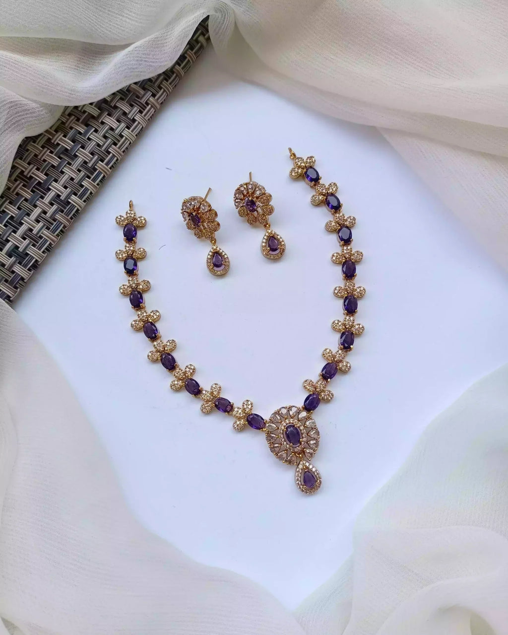 Indian zircon necklace set