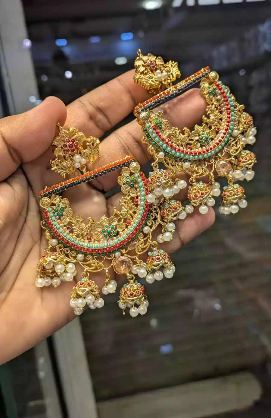 Noratan jhumki earrings Main image