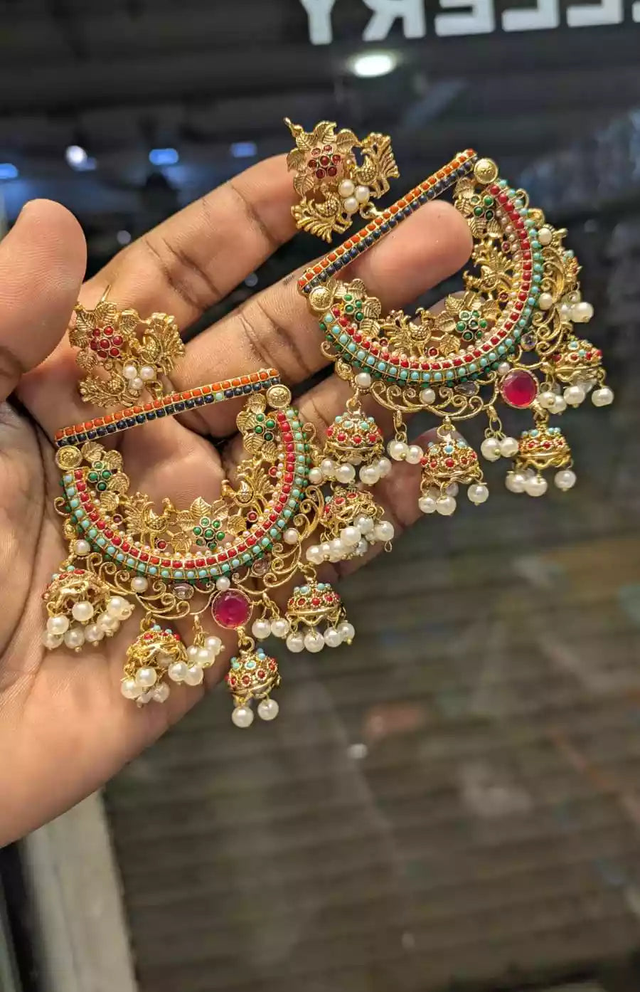 Noratan jhumki earrings