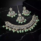 Kundan necklace set with teeka
