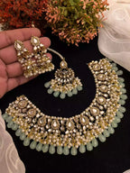 Kundan necklace set with teeka
