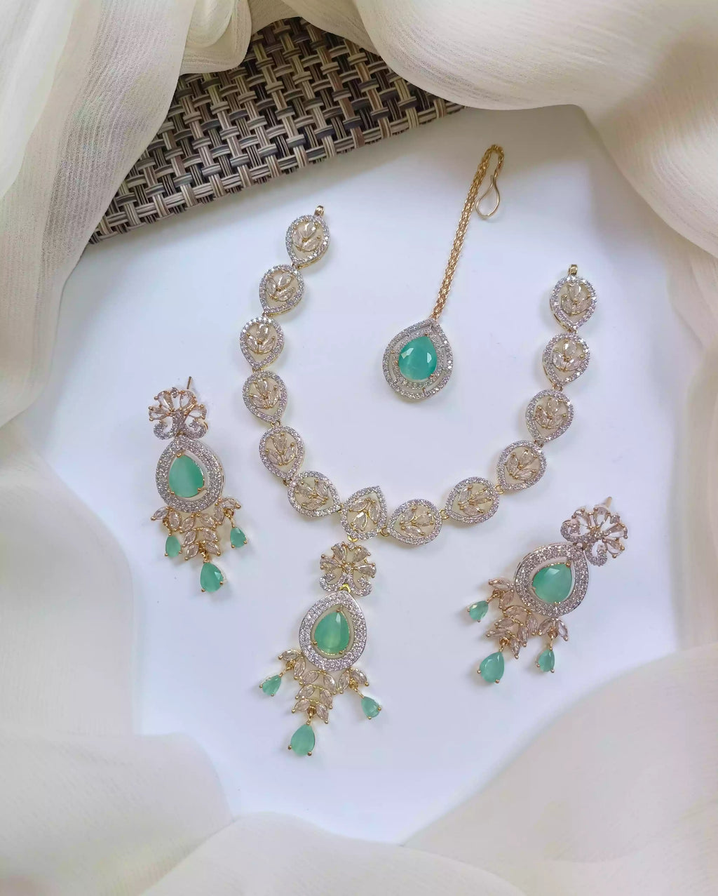 Indian zircon necklace set