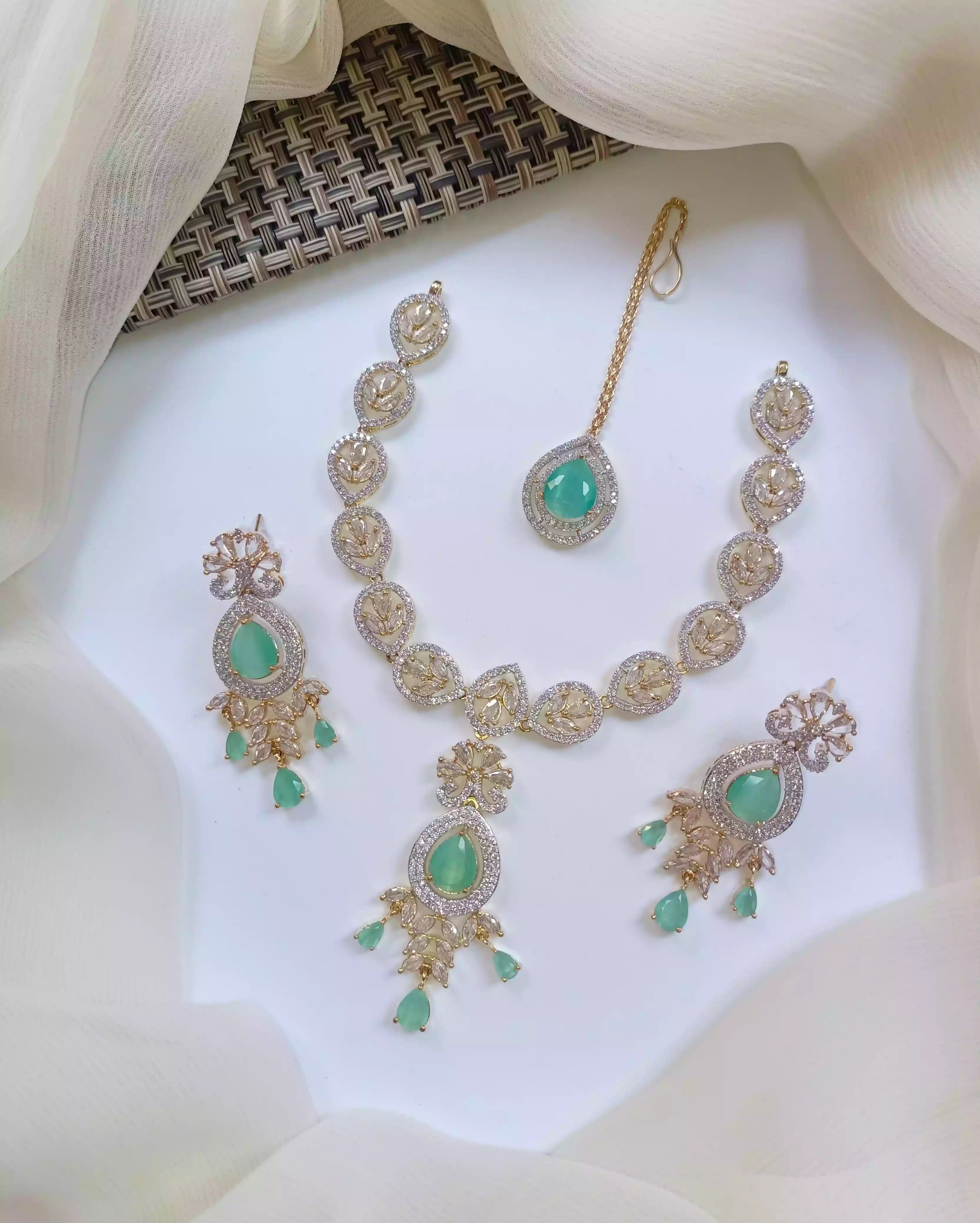 Indian zircon necklace set