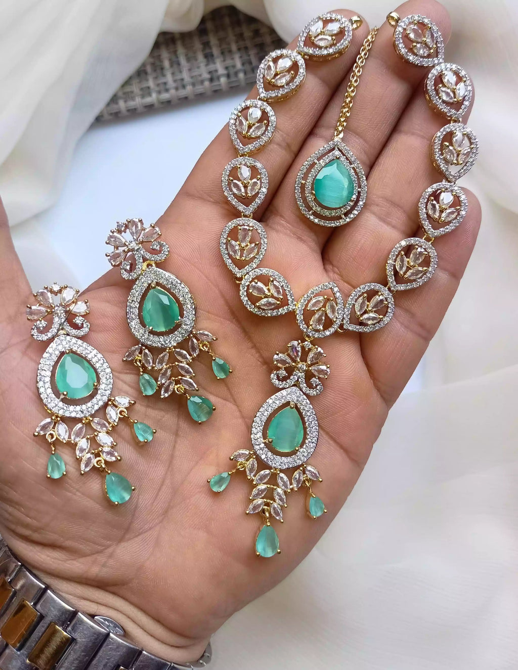 Indian zircon necklace set