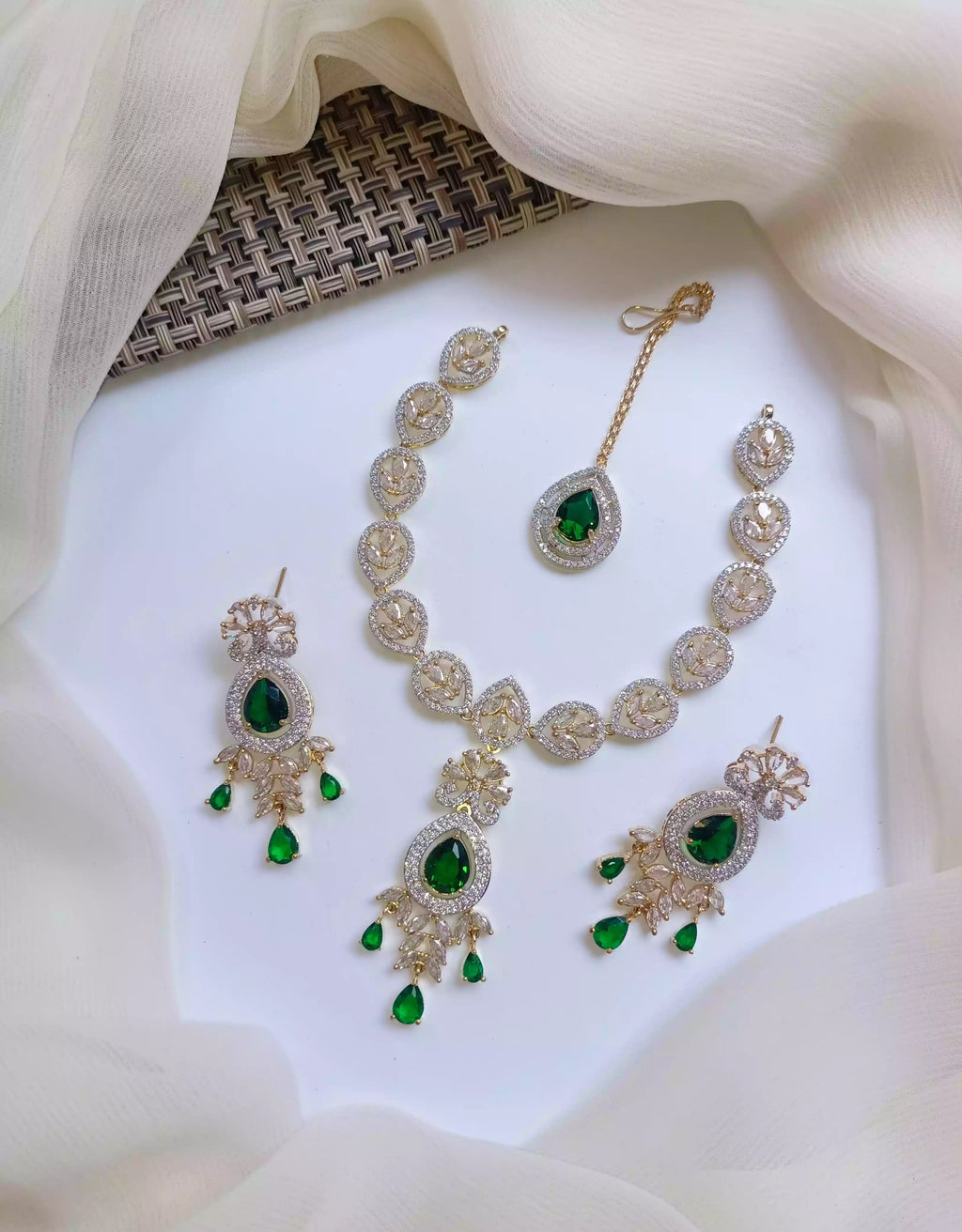 Indian zircon necklace set