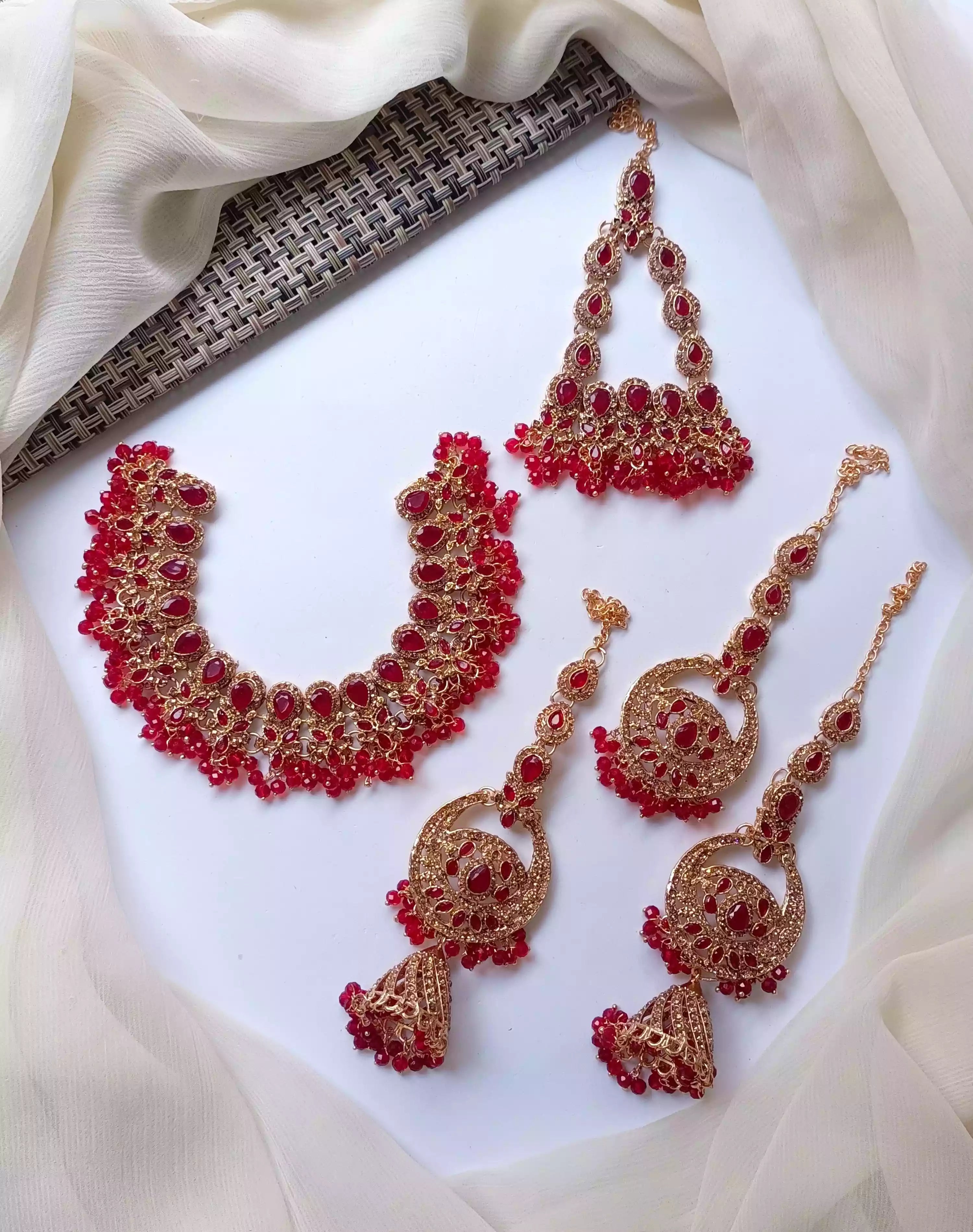 Zircon birdal set with jhumar Secondary image