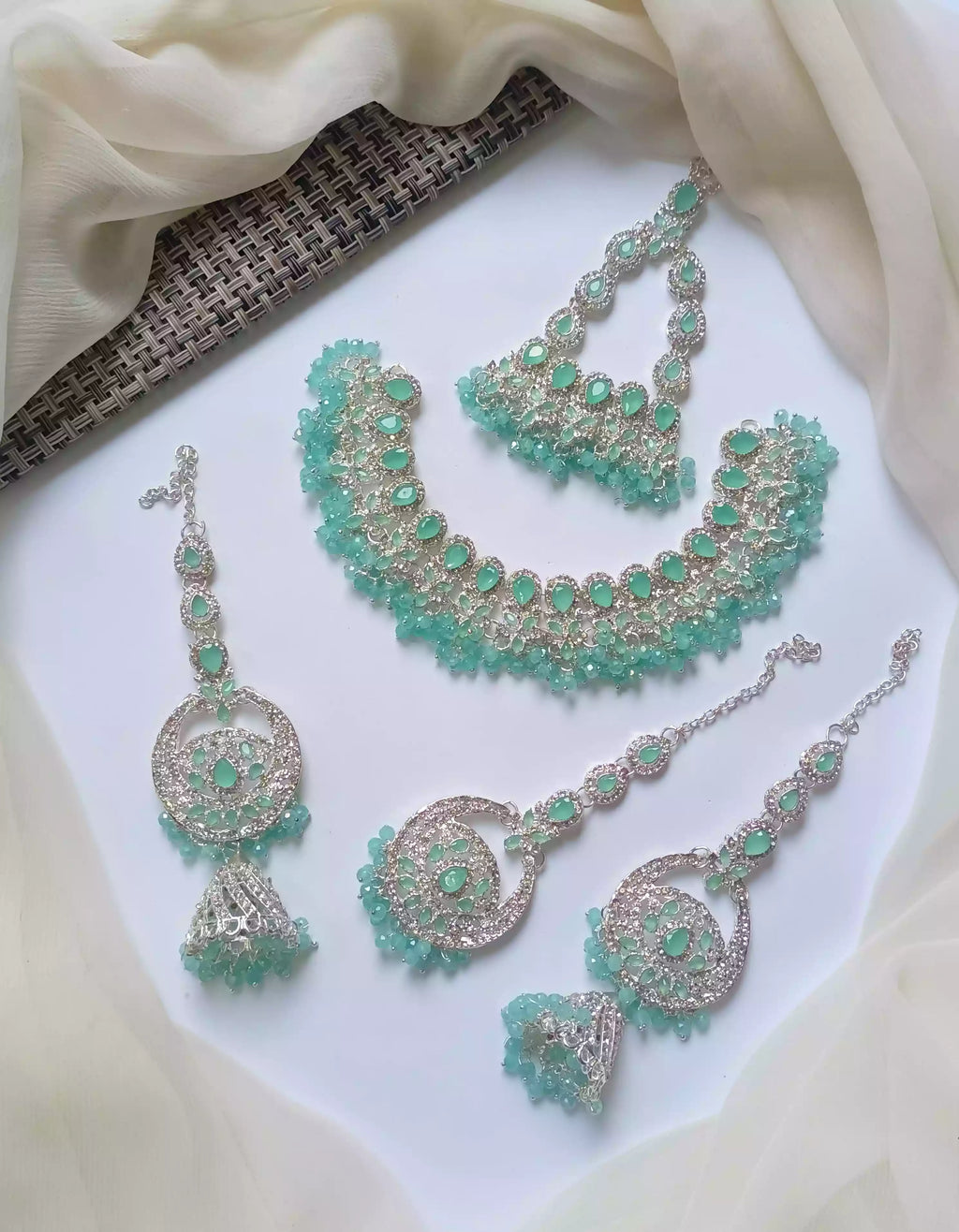 Zircon birdal set with jhumar