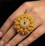 Gold plated floral rajwari ring