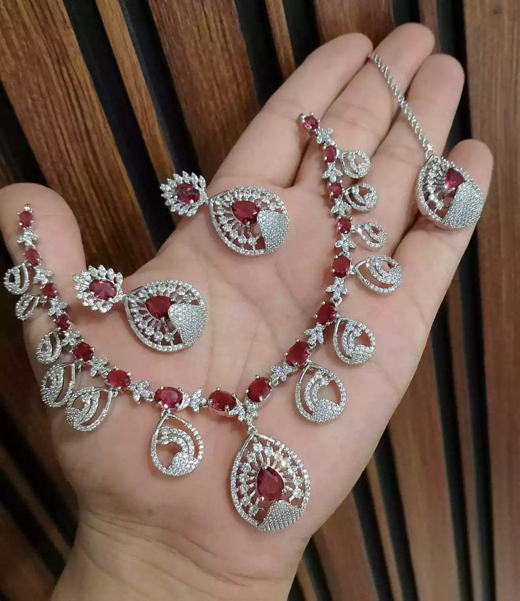 Indian zircon necklace set