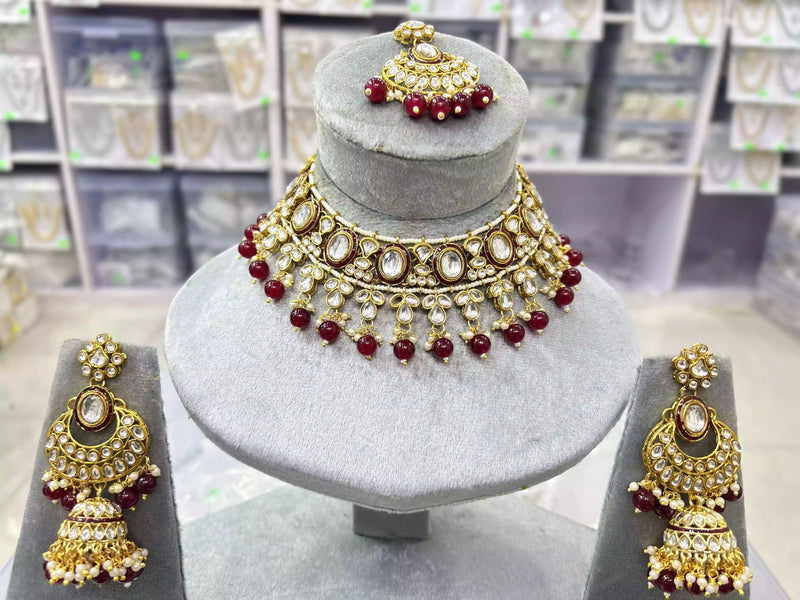 Kundan necklace set with jhumki