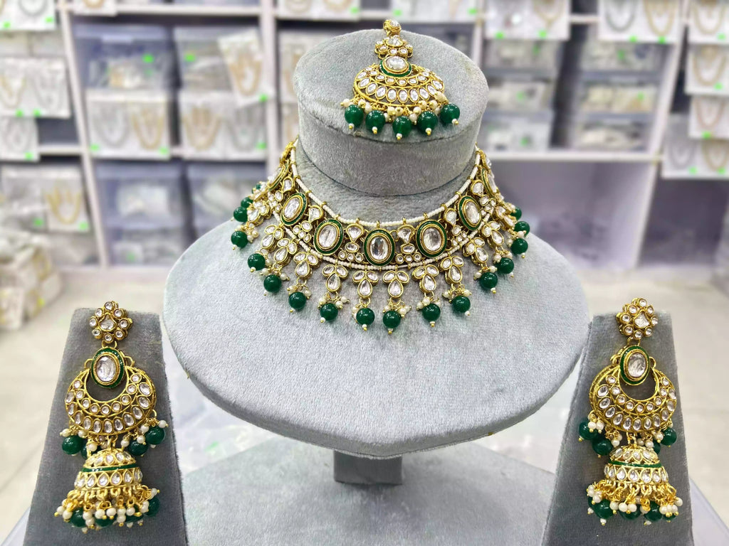 Kundan necklace set with jhumki