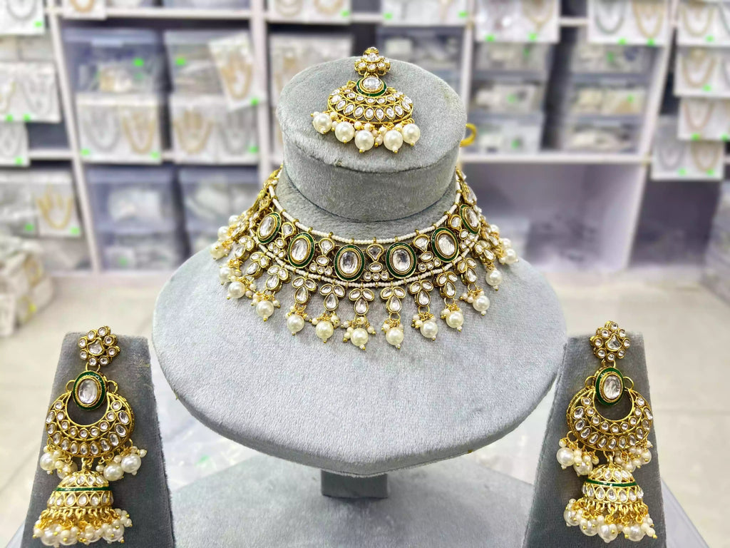 Kundan necklace set with jhumki
