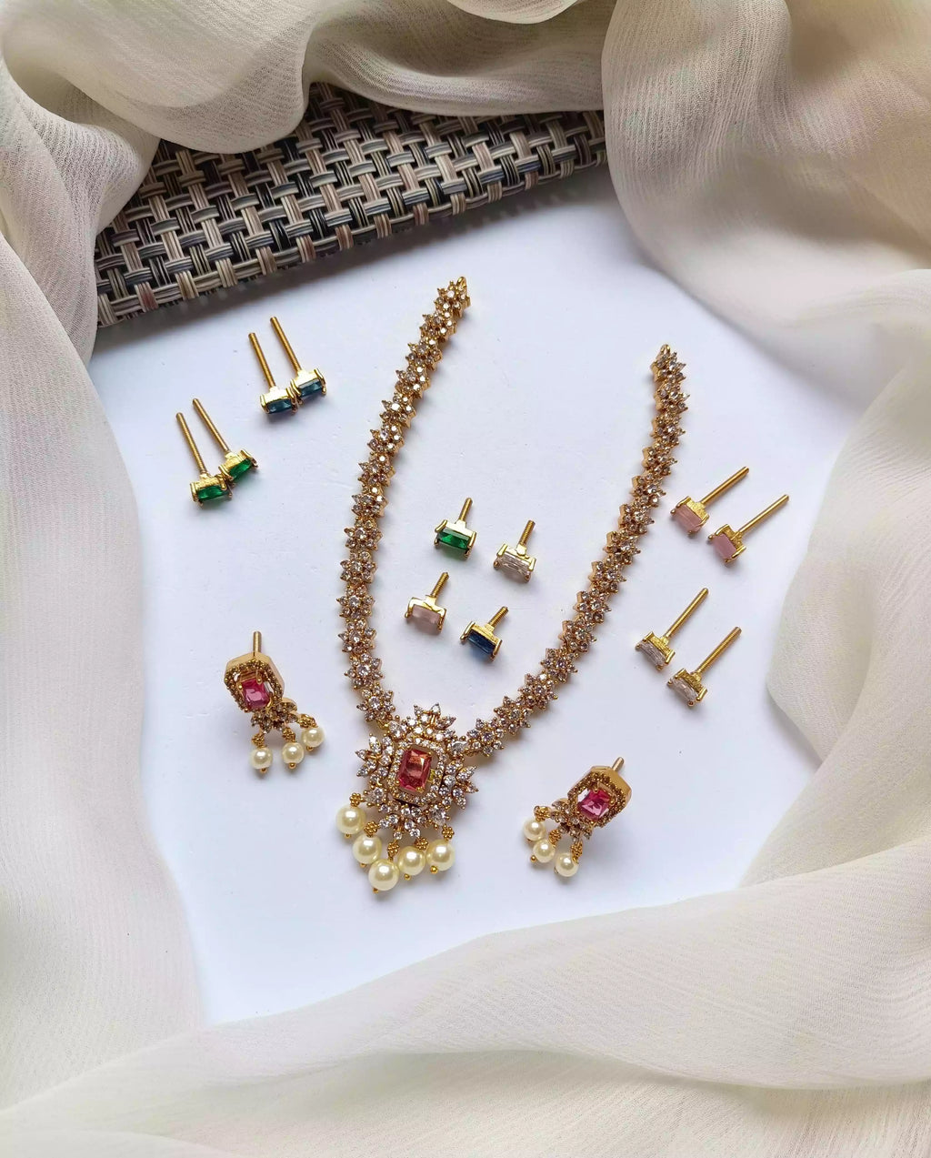 South indian set with changeable stones