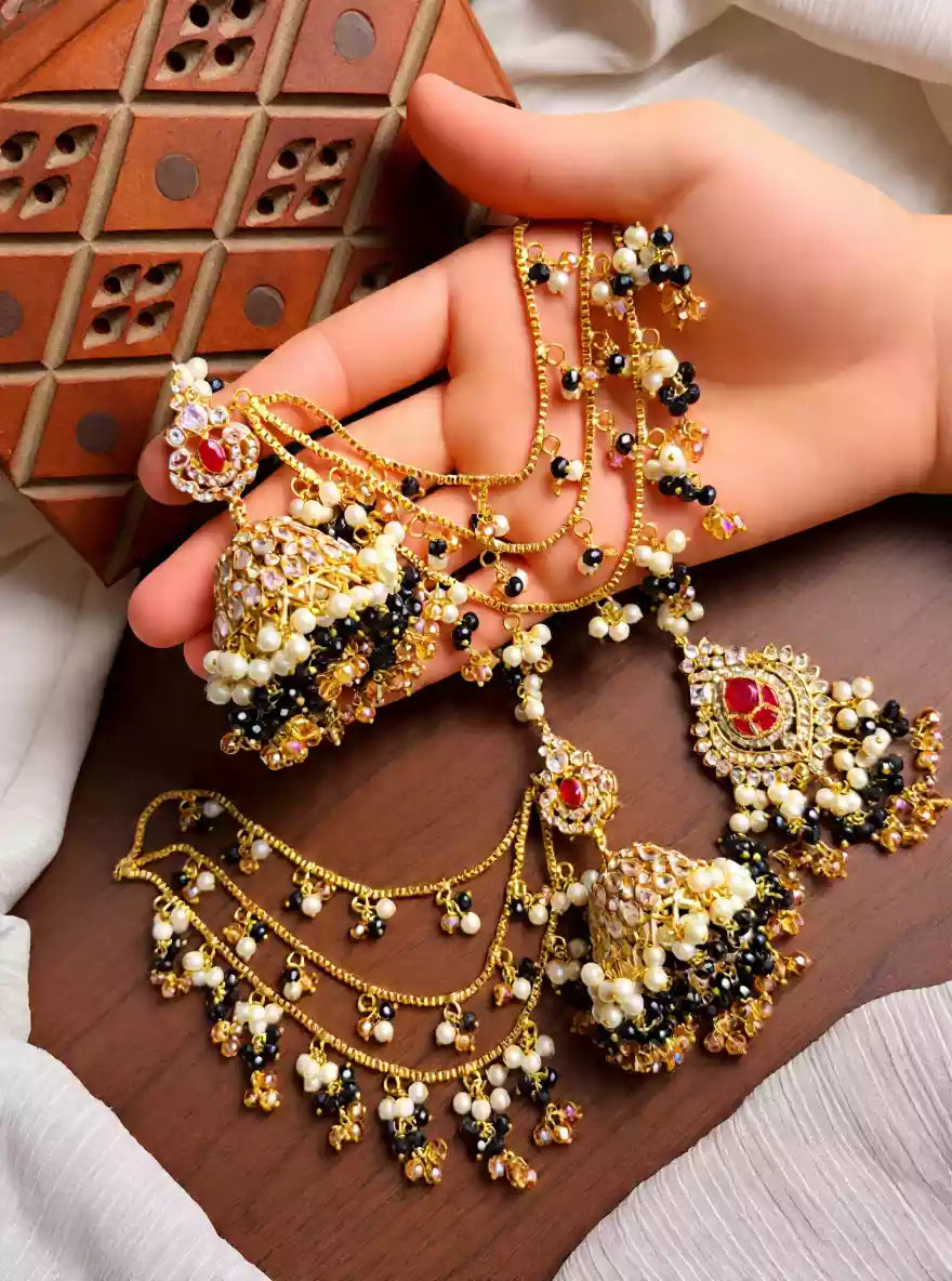 Zircon jhumki with teeka