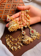 Zircon jhumki with teeka