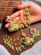 Zircon jhumki with teeka