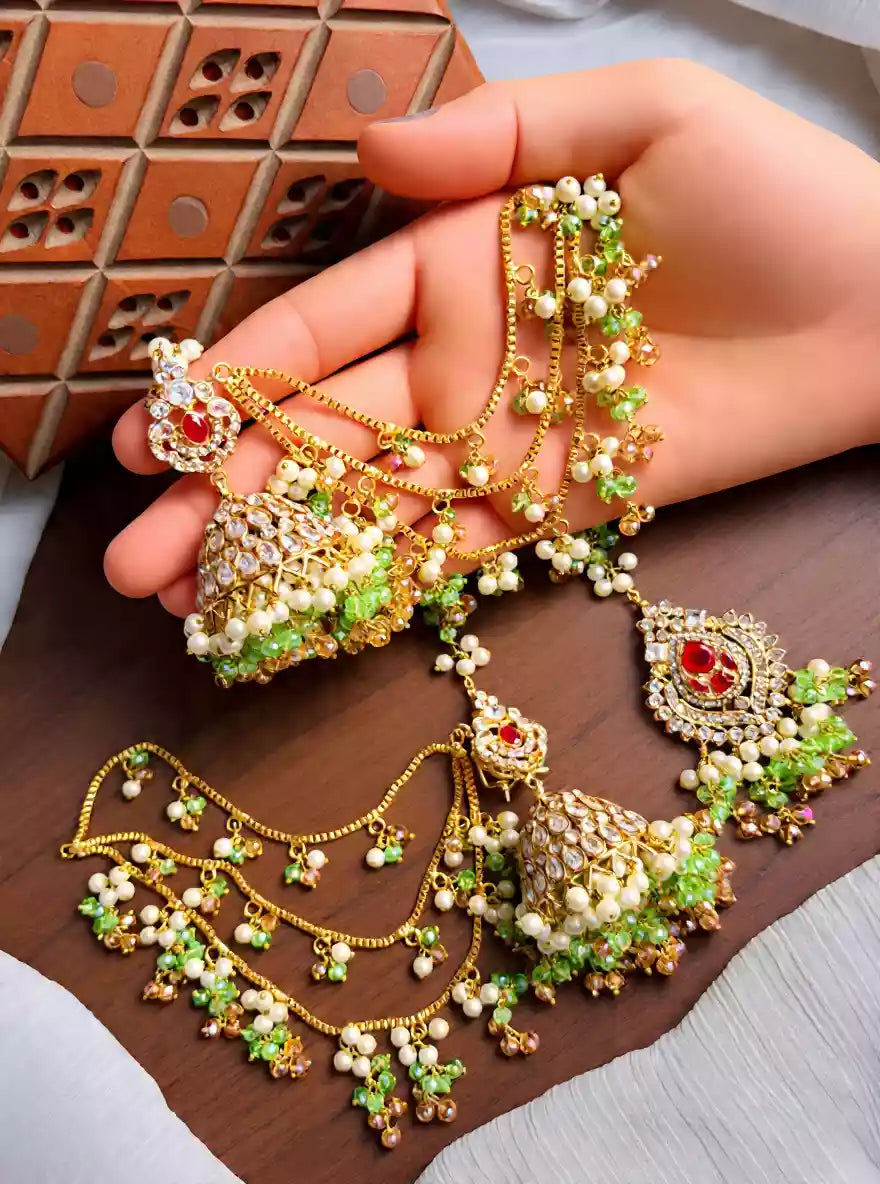 Zircon jhumki with teeka