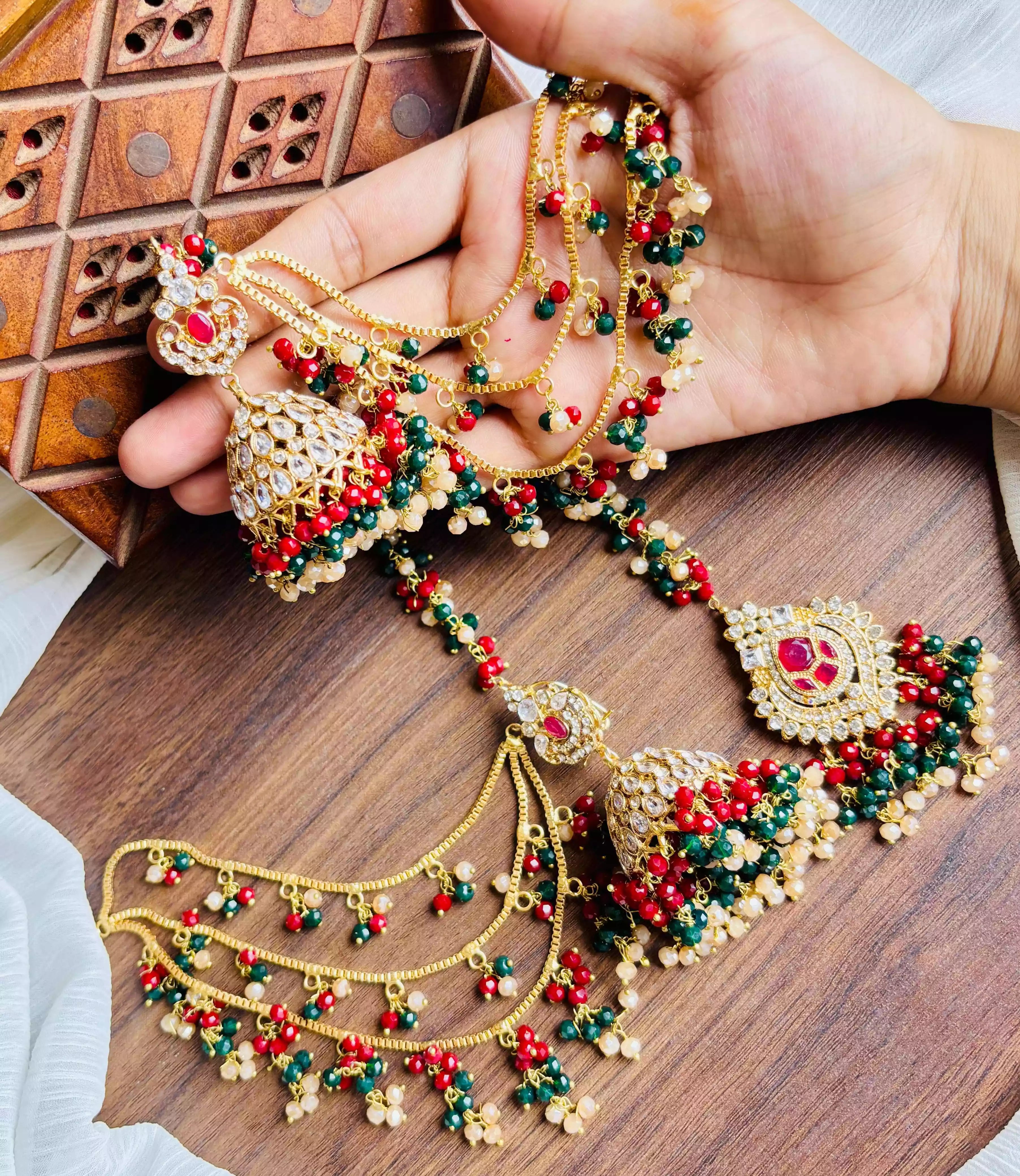 Zircon jhumki with teeka