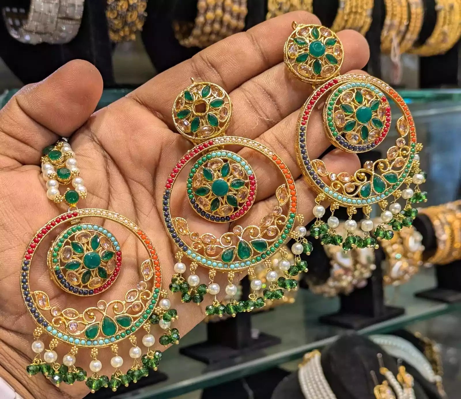 Noratan earrings with teeka