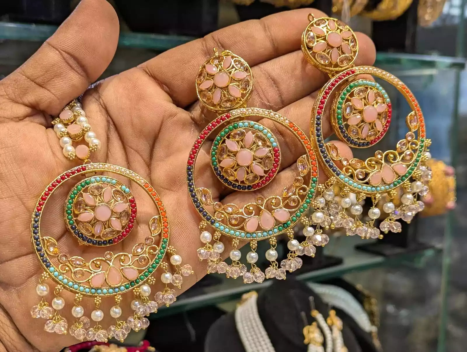 Noratan earrings with teeka