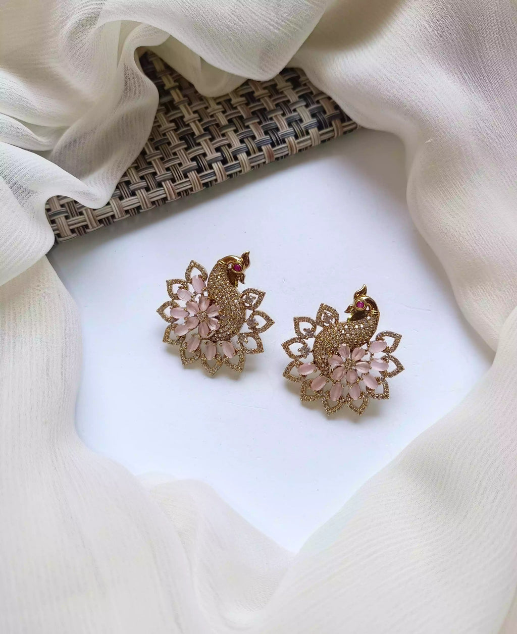 Zircon peacock earrings