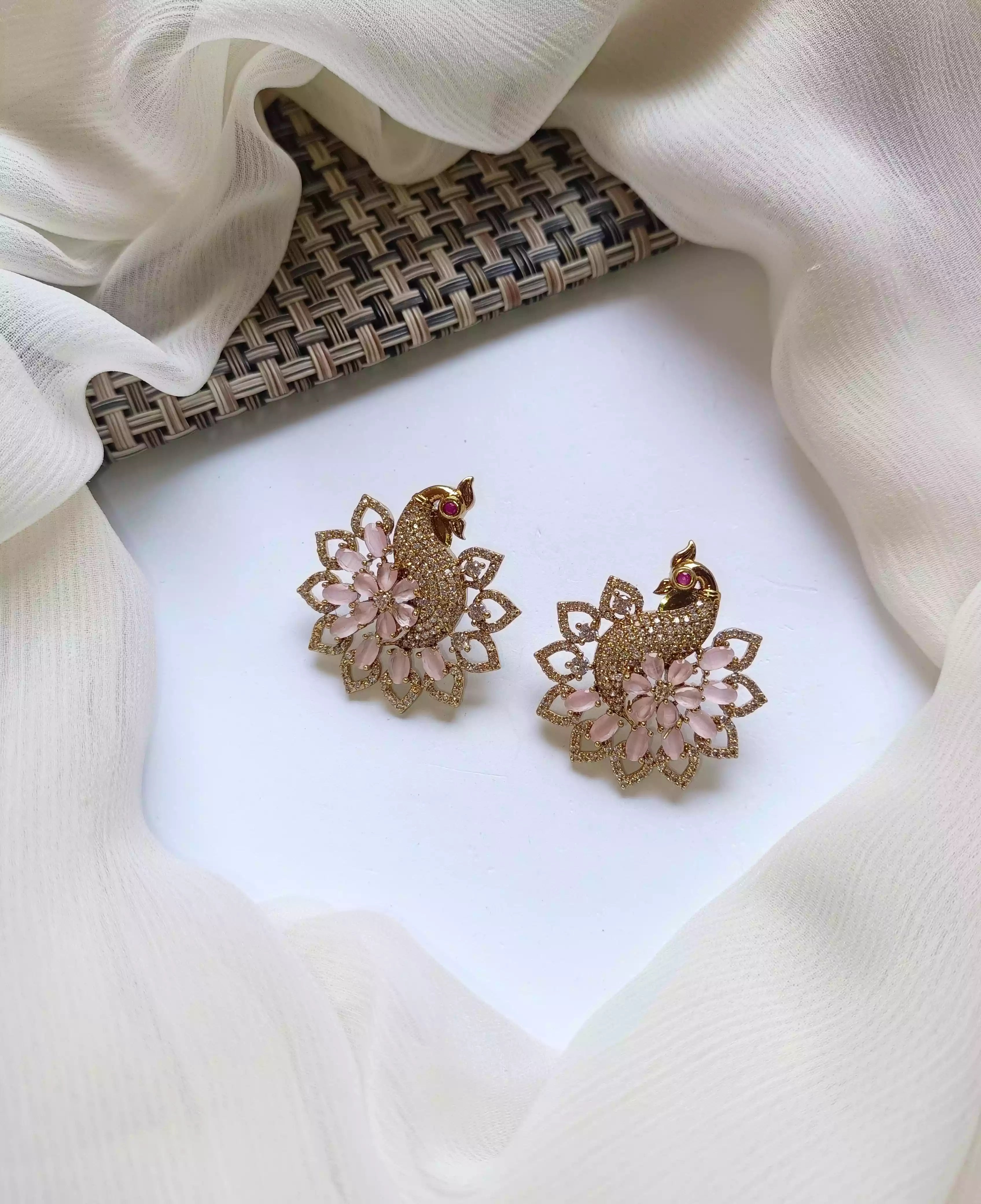 Zircon peacock earrings