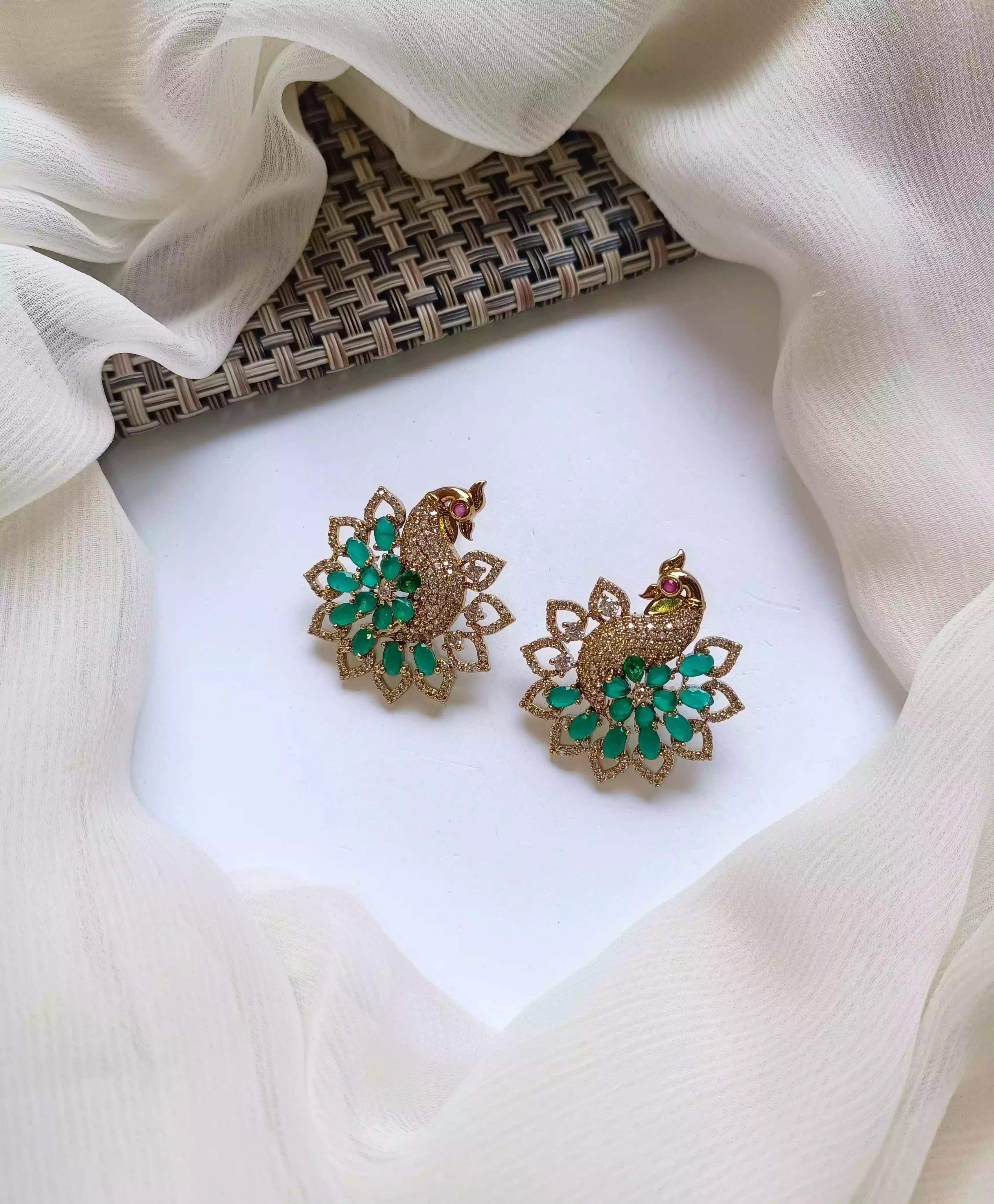 Zircon peacock earrings