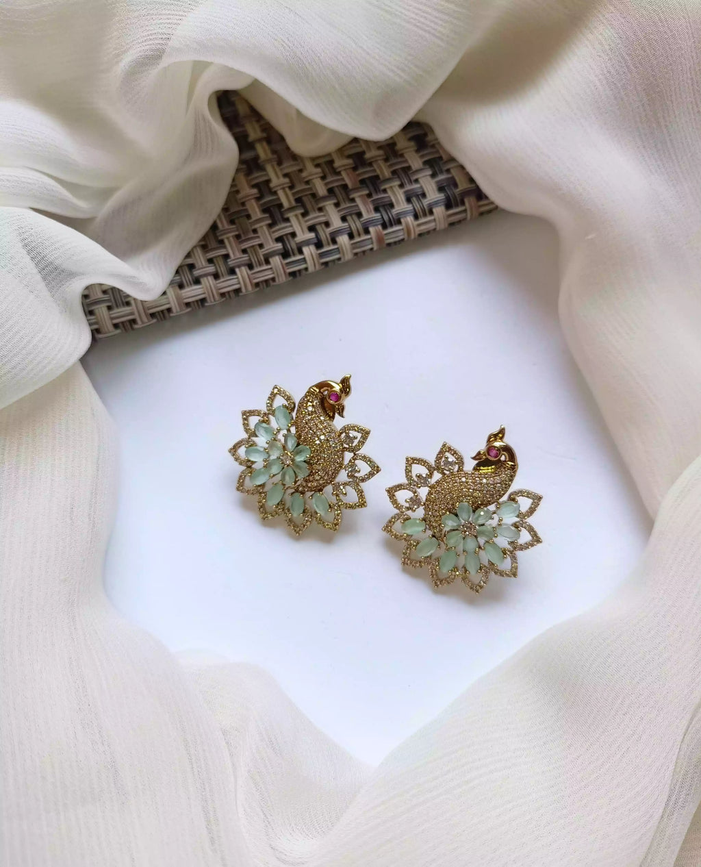 Zircon peacock earrings