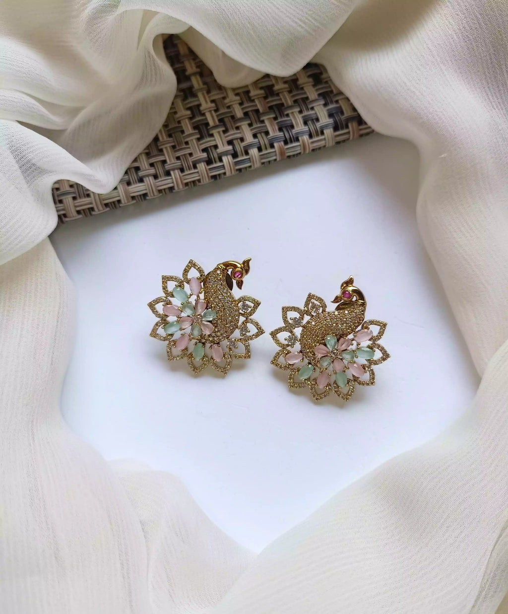 Zircon peacock earrings