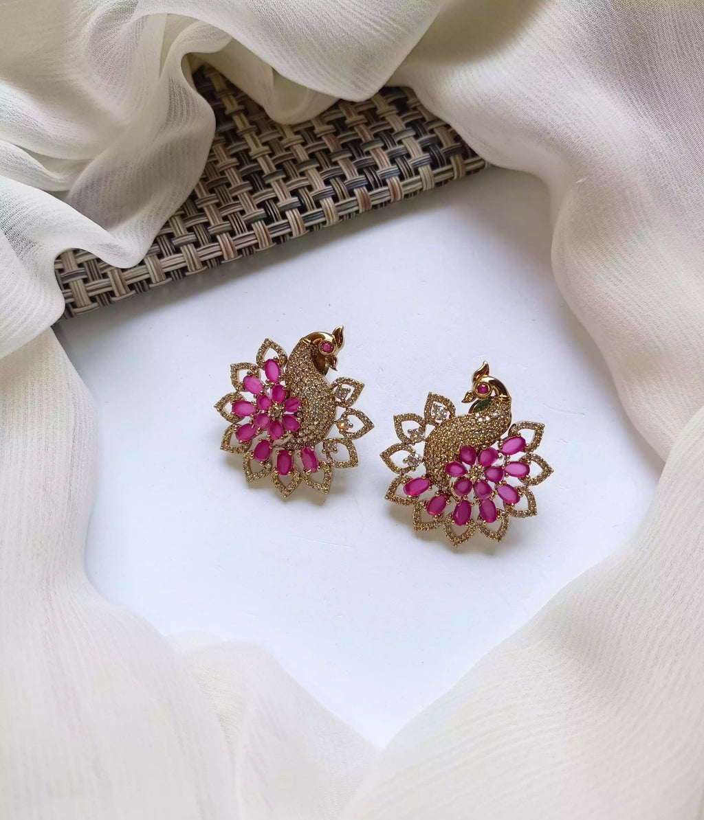 Zircon peacock earrings