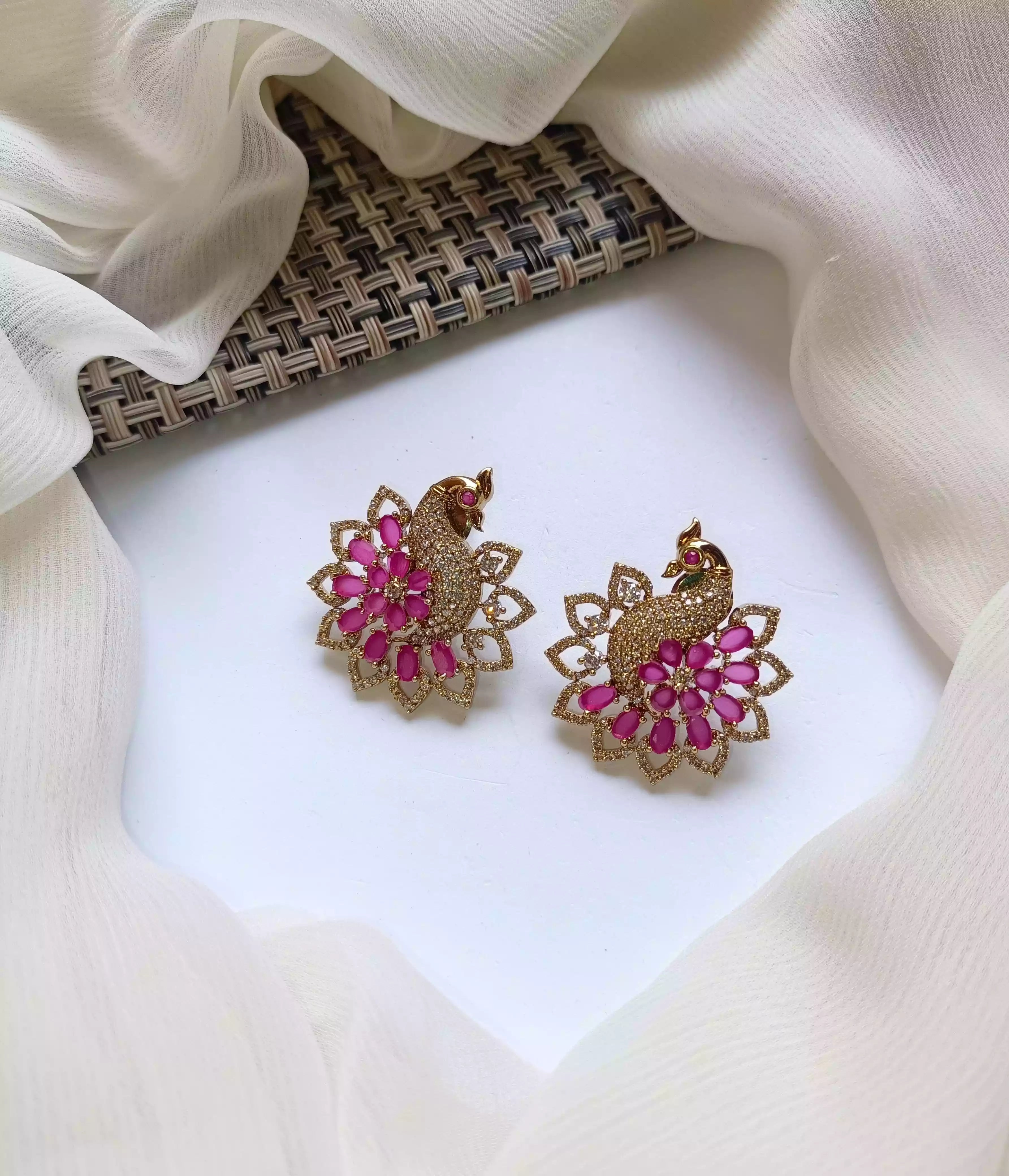 Zircon peacock earrings