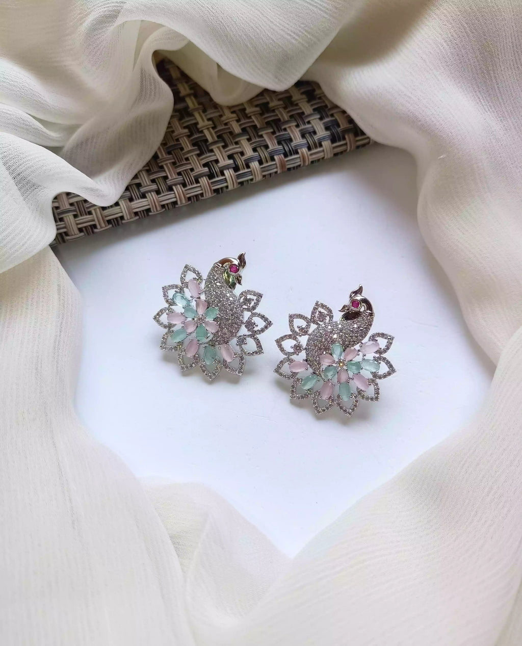Zircon peacock earrings