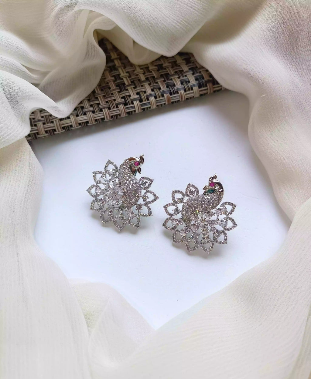 Zircon peacock earrings
