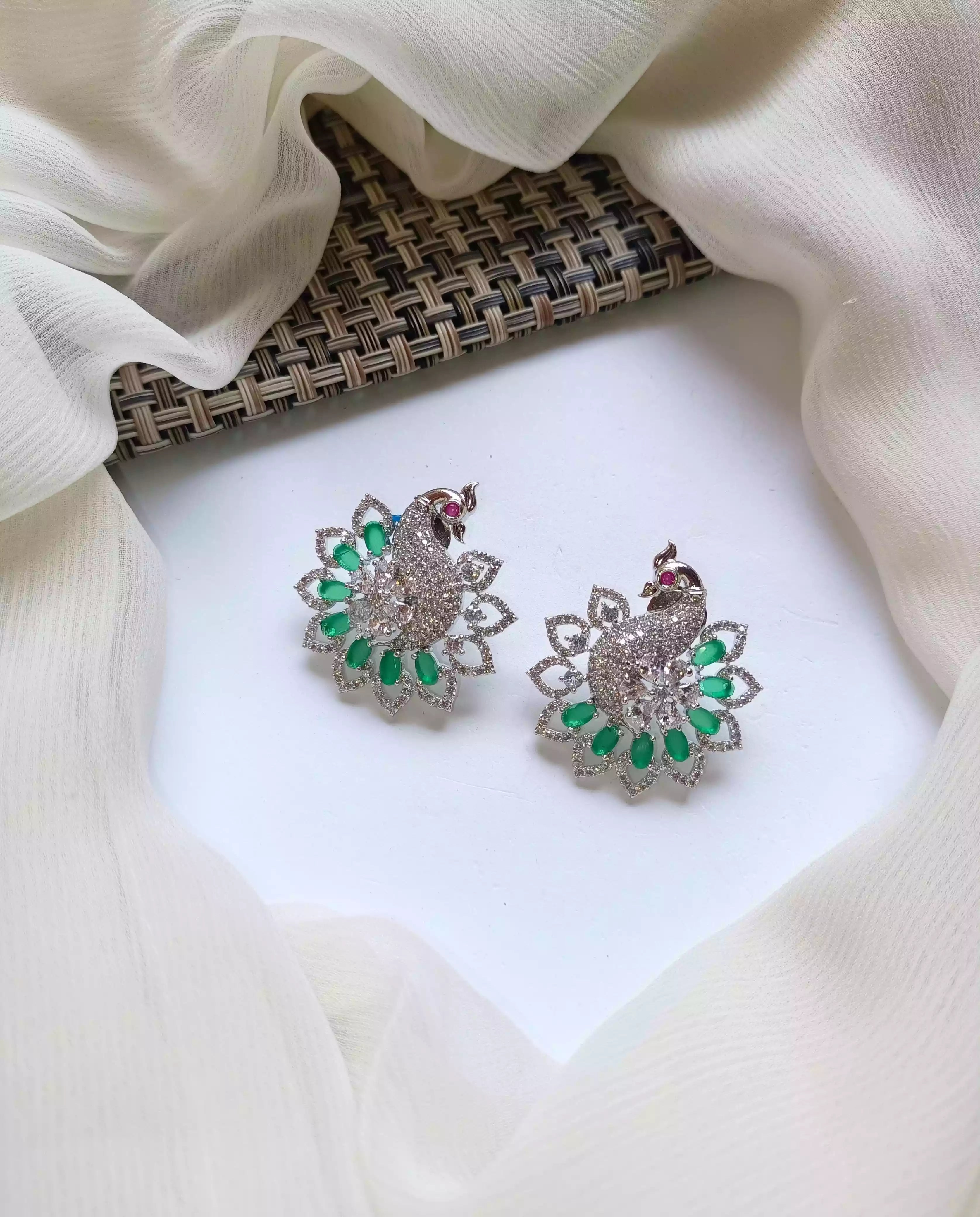 Zircon peacock earrings